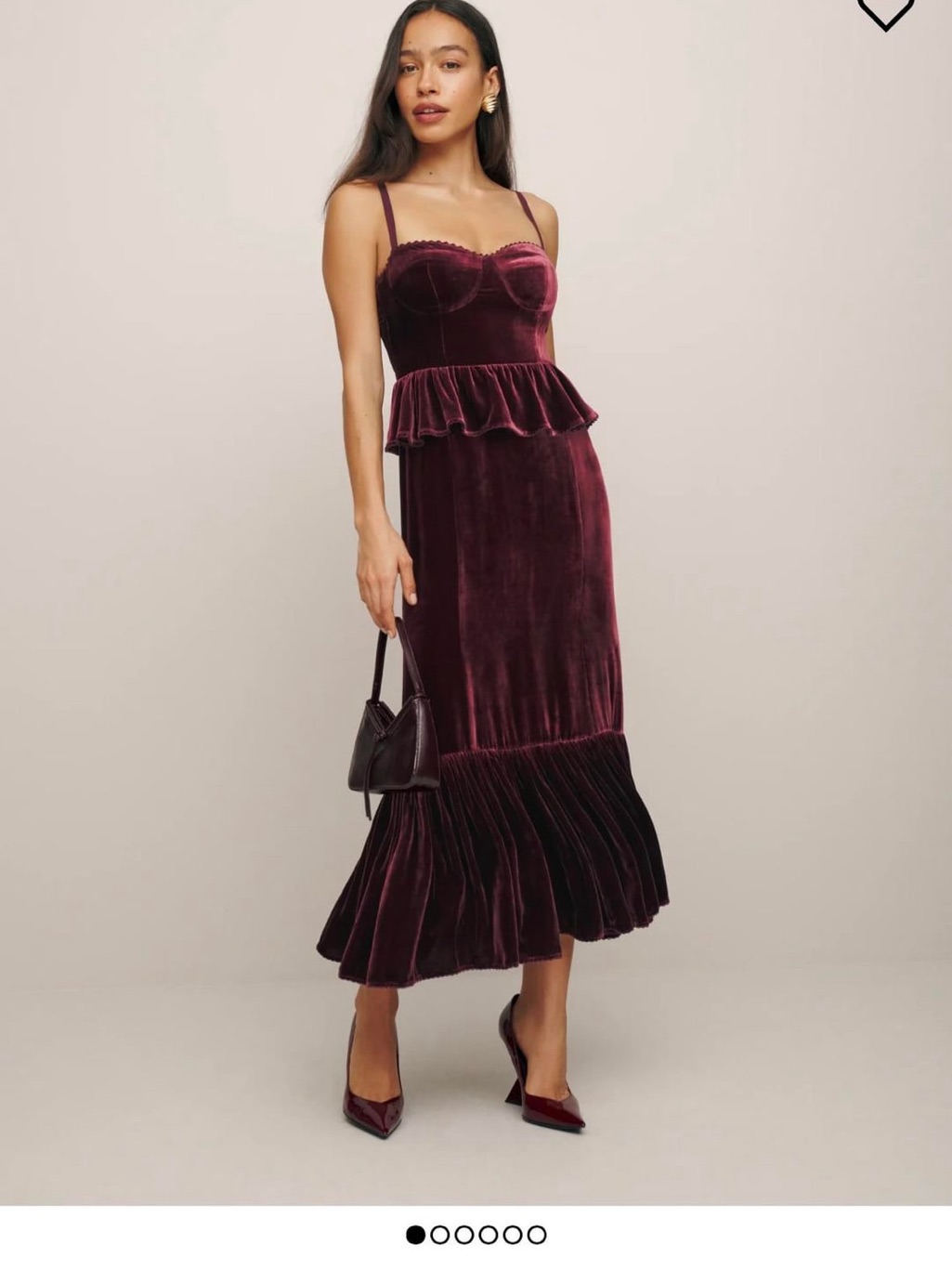 Reformation Felda Velvet Dress In Prune